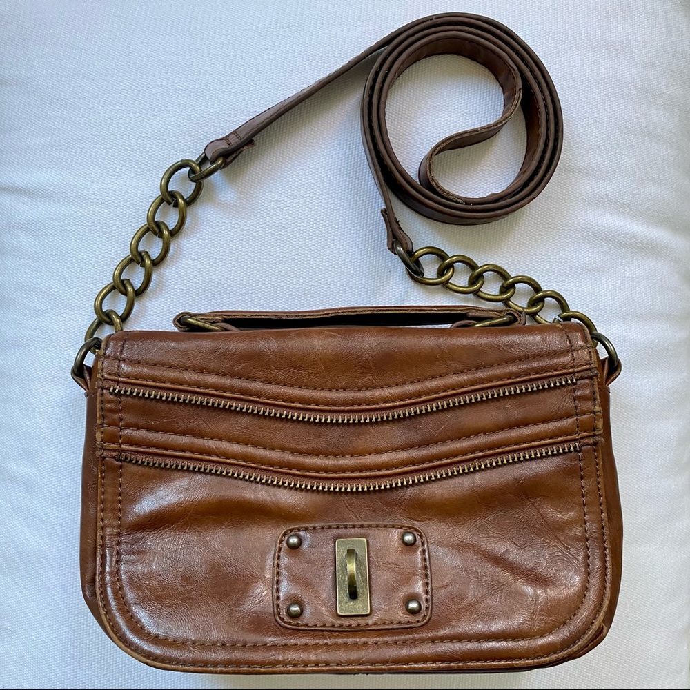 Brown Faux Leather Crossbody Bag
